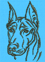 Doberman Pincher Portrait #1 - 6" Large Size Embroidery Design