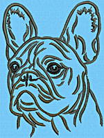 French Bulldog Portrait #2 - 3" Medium Size Embroidery Design