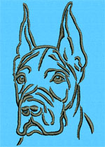 Great Dane Portrait #1 - 6" Large Size Embroidery Design