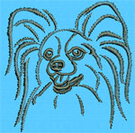 Papillon Dog Portrait #1 - 6" Large Size Embroidery Design