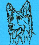 Shiloh Shepherd Portrait #1 - 2" Small Embroidery Design