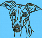 Whippet Portrait #1 - 6" Large Size Embroidery Design