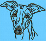 Whippet Portrait #1 - 3" Medium Size Embroidery Design