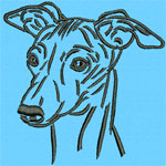 Whippet Portrait #2 - 6" Large Size Embroidery Design