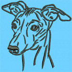 Whippet Portrait #2 - 3" Medium Size Embroidery Design