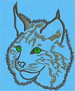 Bobcat Portrait #1 - 6" Large Size Embroidery Design