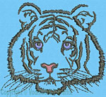 Tiger Portrait #1 - 3" Medium Size Embroidery Design