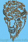 Bison Portrait #1 - 2" Small Size Embroidery Design