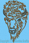 Bison Portrait #1 - 6" Large Size Embroidery Design