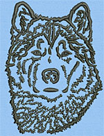 Malamut Dog Portrait #1 - Vodmochka Machine Embroidery Design Picture - Click to Enlarge