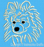 White Pomeranian Portrait #1 - Vodmochka Machine Embroidery Design Picture - Click to Enlarge