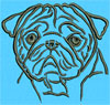 Pug Portrait #1 - 2" Small Embroidery Design